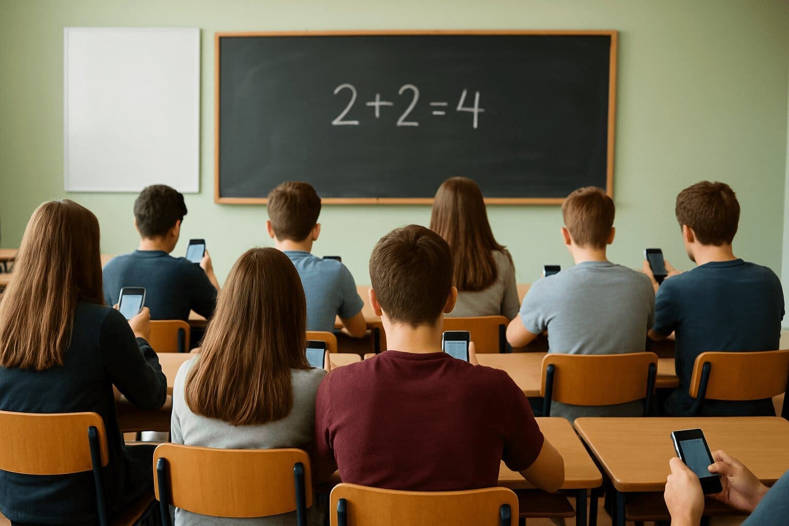 Schüler haben während den Unterricht das Smartphone in der Hand